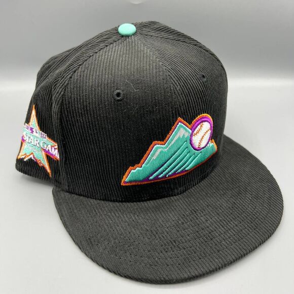 Colorado Rockies Hat Men 7 5/8‎ Black Blue Corduroy 59Fifty New Era Fitted Cap